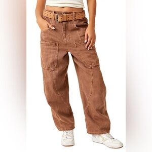 Free People New School Relaxed Straight Leg Cargo Jeans